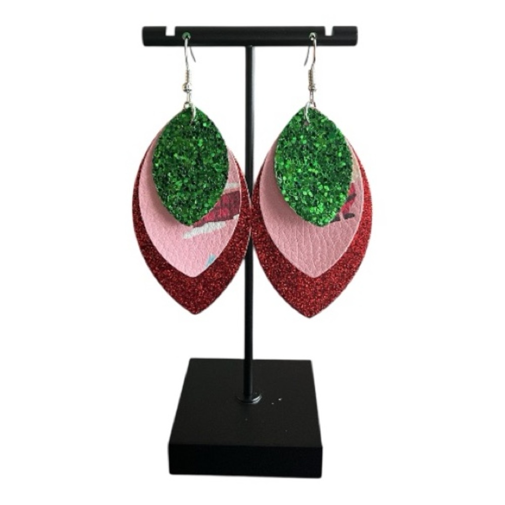Santa red and green Christmas earrings